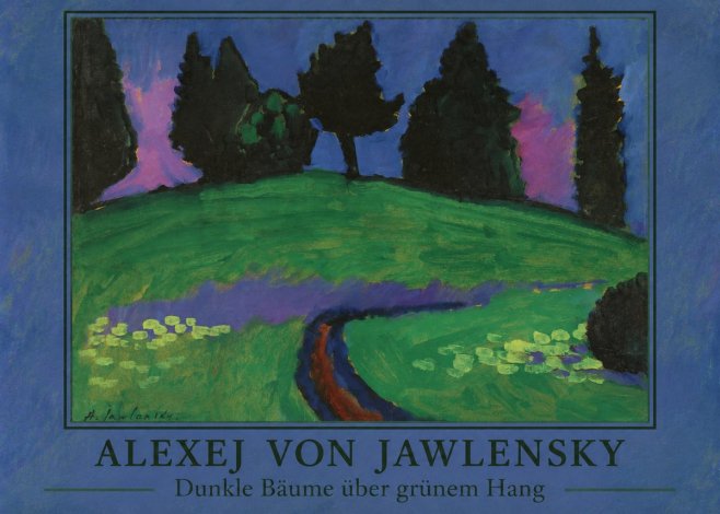 Alexej von Jawlensky Dunkle Bäume Über Grünem Hang No2 - Affiche