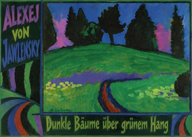 Alexej von Jawlensky Dunkle Bäume Über Grünem Hang No3 - Affiche