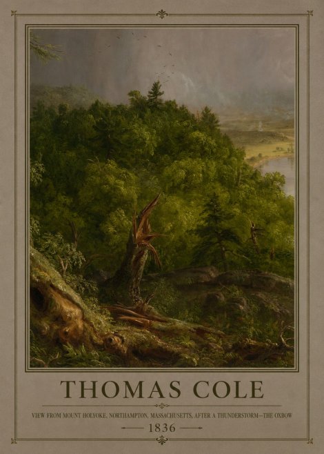 Thomas Cole View from Mount Holyoke, Northampton, Massachusetts, After a Thunderstorm—the Oxbow I No1 - Affiche