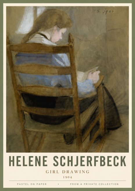 Helene Schjerfbeck Girl Drawing No3 - Affiche