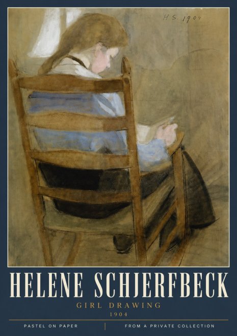 Helene Schjerfbeck Girl Drawing No4 - Affiche