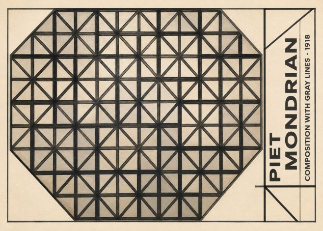 Piet Mondrian Composition with Gray Lines No5 - Affiche
