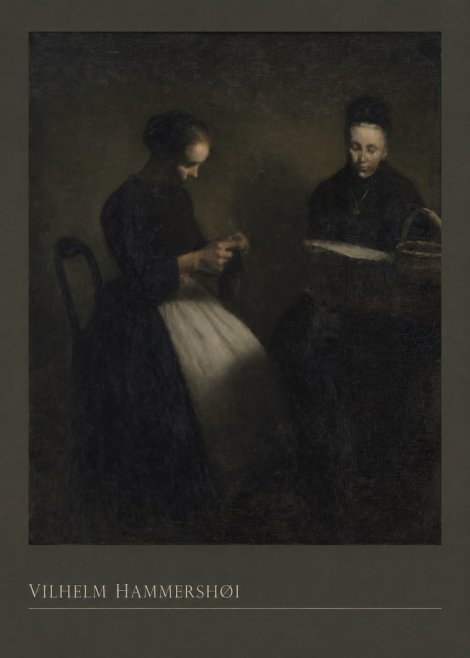 Vilhelm Hammershøi Two Women Knitting No3 - Affiche