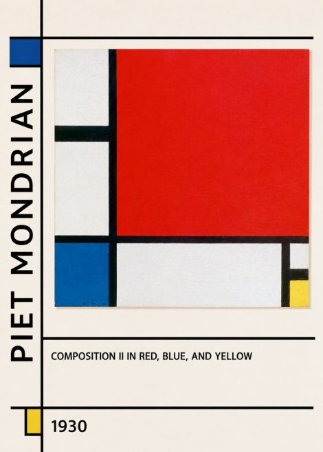 Piet Mondrian Composition Ii in Red, Blue, and Yellow No2 - Affiche