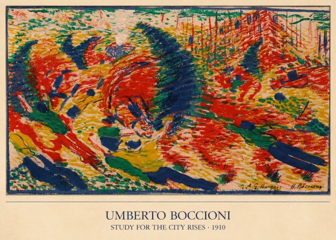 Umberto Boccioni Study for the City Rises No5 - Affiche