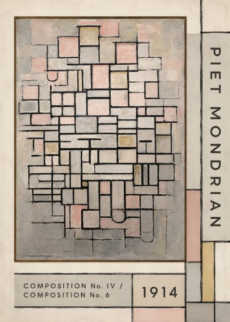 Piet Mondrian Composition No. Iv / Composition No. 6 No2 - Affiche
