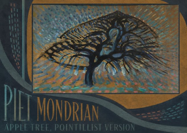 Piet Mondrian Apple Tree, Pointillist Version No3 - Affiche