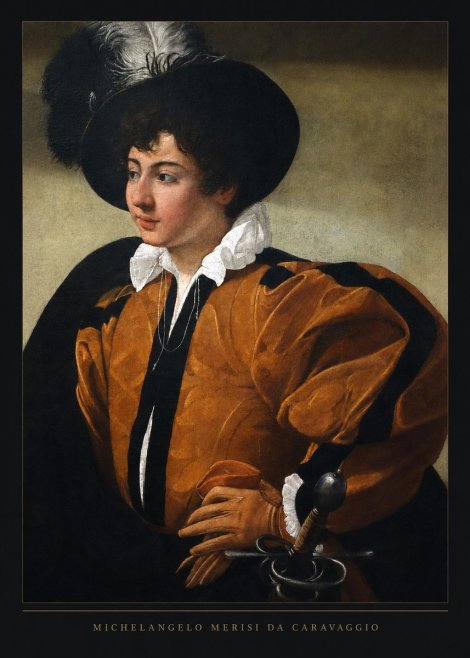 Michelangelo Merisi da Caravaggio Young Man with a Plumed Hat No6 - Affiche