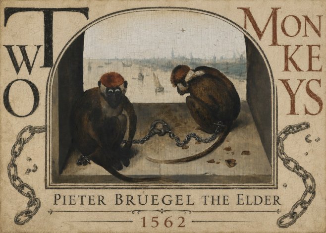Pieter Bruegel Two Monkeys I No3 - Affiche