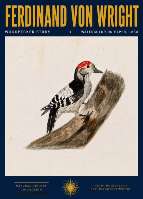 Ferdinand von Wright Woodpecker Study No4 - Affiche