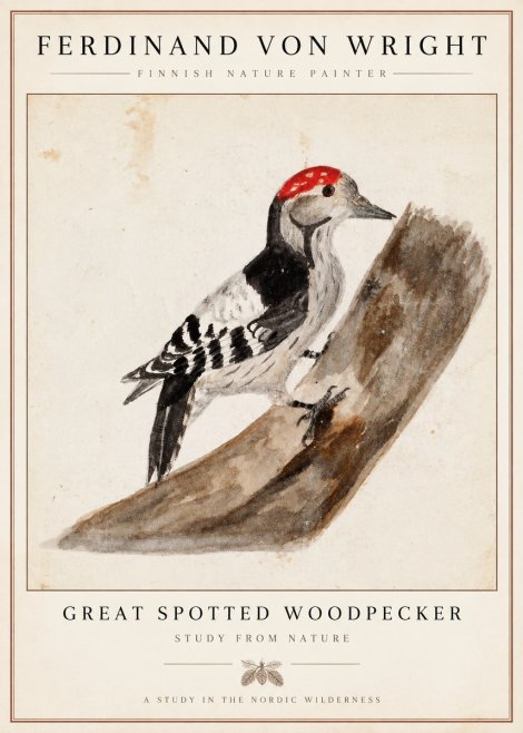 Ferdinand von Wright Woodpecker Study No5 - Affiche