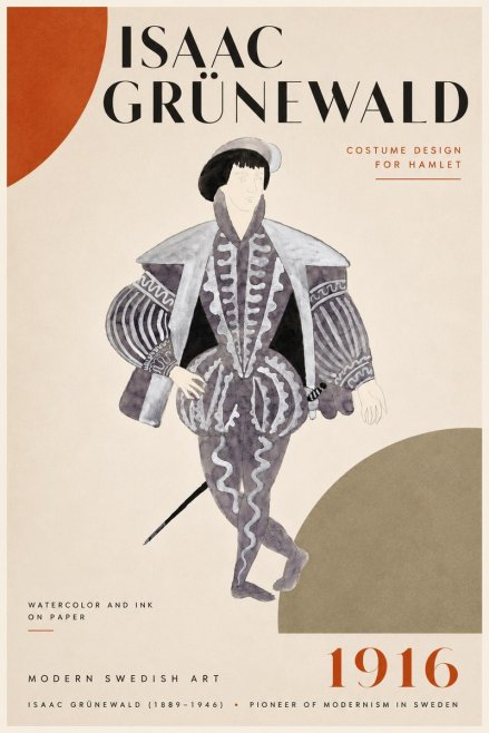 Isaac Grünewald Costume Design for Hamlet No5 - Affiche