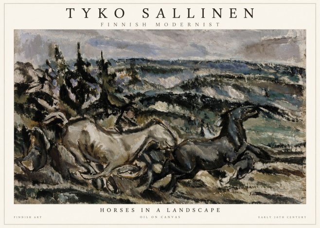 Tyko Sallinen Horses in a Landscape No1 - Affiche