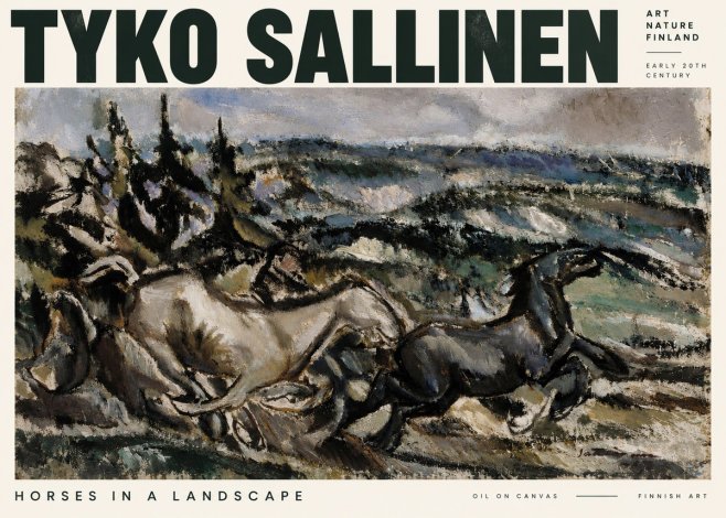 Tyko Sallinen Horses in a Landscape No2 - Affiche