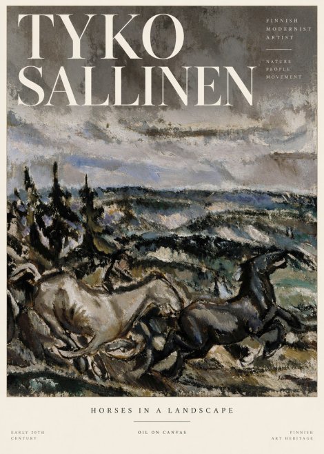 Tyko Sallinen Horses in a Landscape No3 - Affiche