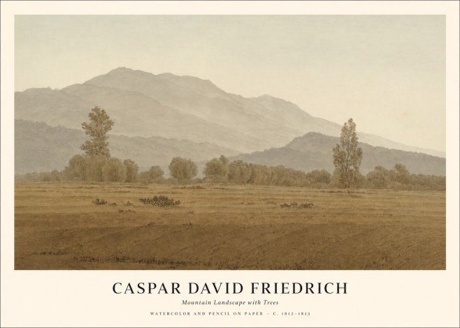 Caspar David Friedrich Mountain Landscape with Trees No1 - Affiche