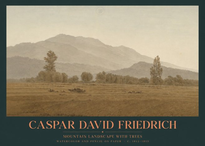 Caspar David Friedrich Mountain Landscape with Trees No2 - Affiche