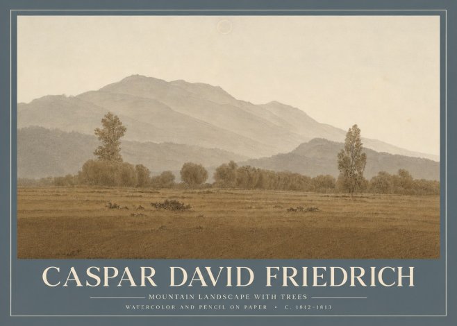 Caspar David Friedrich Mountain Landscape with Trees No4 - Affiche