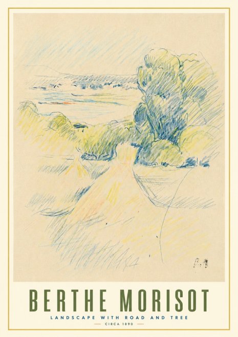 Berthe Morisot Landscape with Road and Tree No3 - Affiche