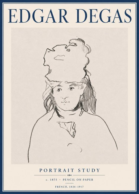 Edgar Degas Portrait Study No6 - Affiche