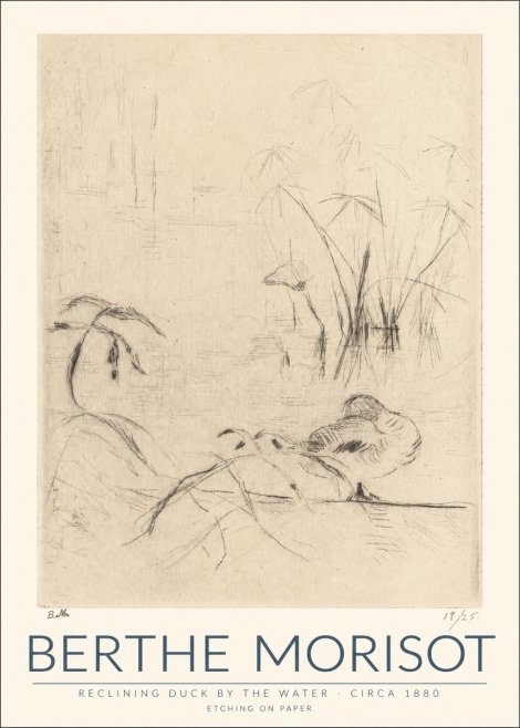 Berthe Morisot Reclining Duck by the Water No1 - Affiche