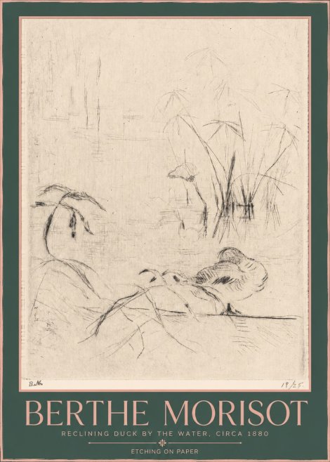 Berthe Morisot Reclining Duck by the Water No2 - Affiche