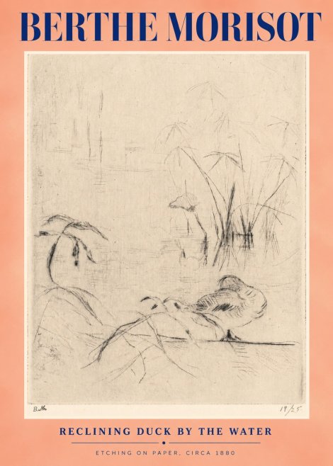 Berthe Morisot Reclining Duck by the Water No3 - Affiche
