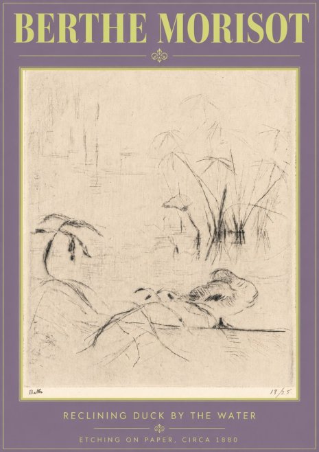 Berthe Morisot Reclining Duck by the Water No4 - Affiche