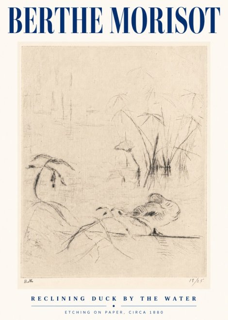 Berthe Morisot Reclining Duck by the Water No5 - Affiche