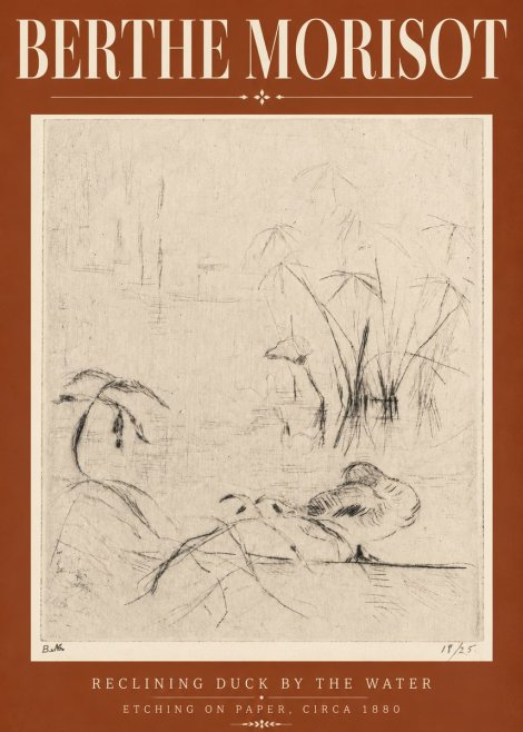 Berthe Morisot Reclining Duck by the Water No6 - Affiche