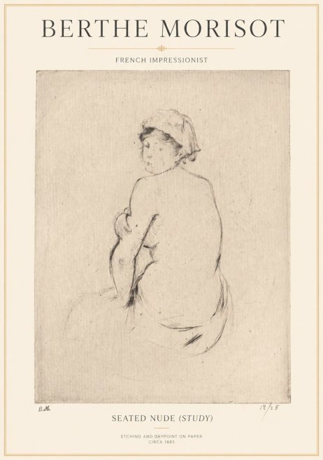 Berthe Morisot Seated Nude (Study) No1 - Affiche