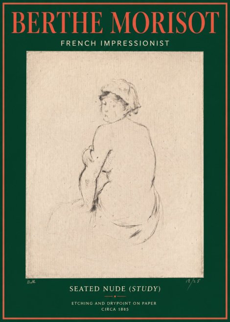 Berthe Morisot Seated Nude (Study) No3 - Affiche