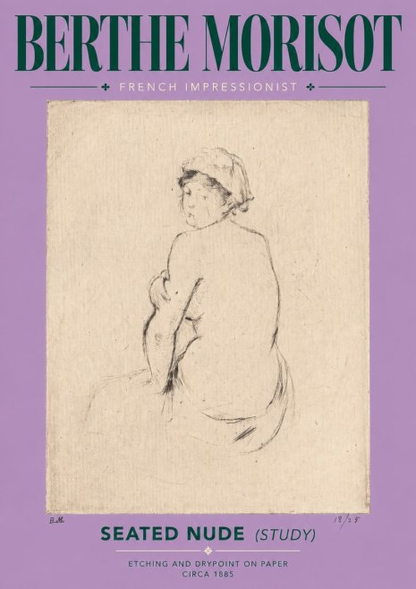 Berthe Morisot Seated Nude (Study) No5 - Affiche