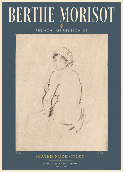 Berthe Morisot Seated Nude (Study) No6 - Affiche