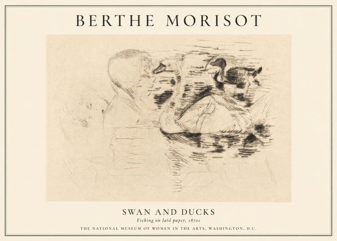 Berthe Morisot Swan and Ducks No1 - Affiche