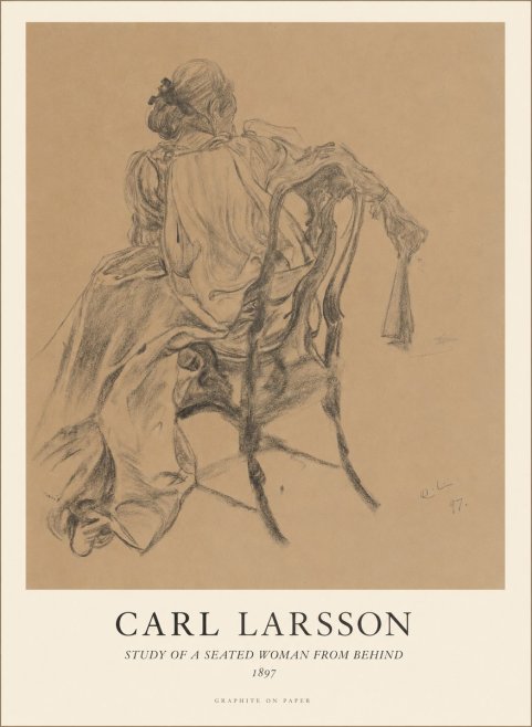 Carl Larsson Study of a Seated Woman from Behind No1 - Affiche
