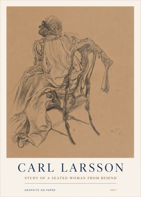 Carl Larsson Study of a Seated Woman from Behind No3 - Affiche