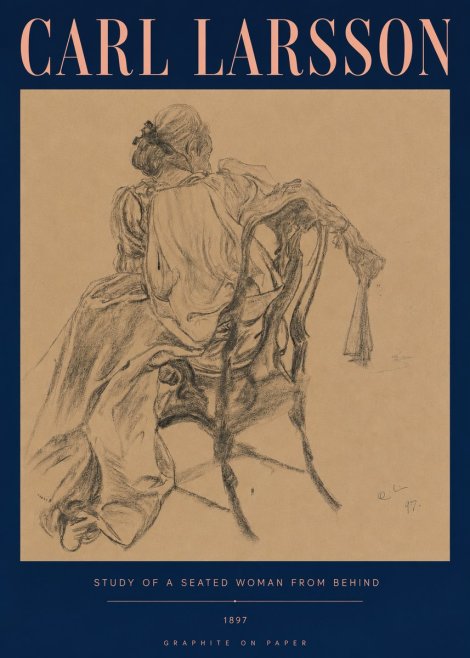 Carl Larsson Study of a Seated Woman from Behind No5 - Affiche