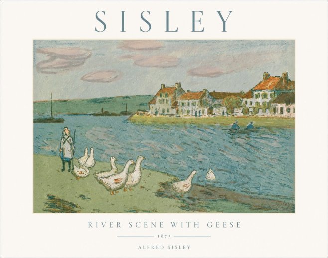 Sisley River Scene with Geese No1 - Affiche
