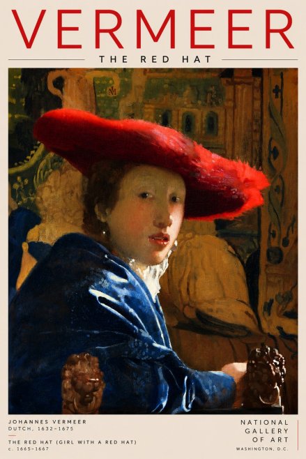 Vermeer The Red Hat No2 - Affiche