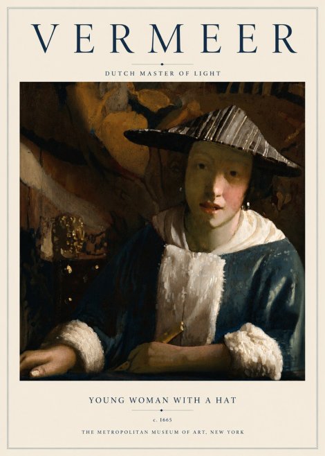 Vermeer Young Woman with a Hat No5 - Affiche