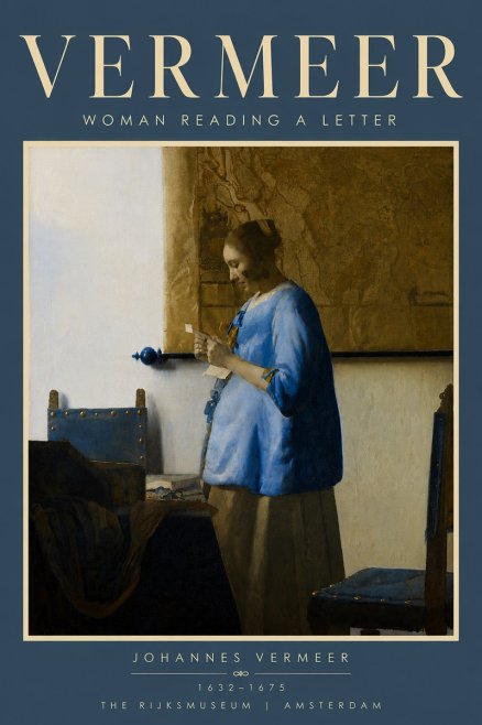 Vermeer Woman Reading a Letter No6 - Affiche