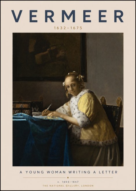 Vermeer A Young Woman Writing a Letter No3 - Affiche