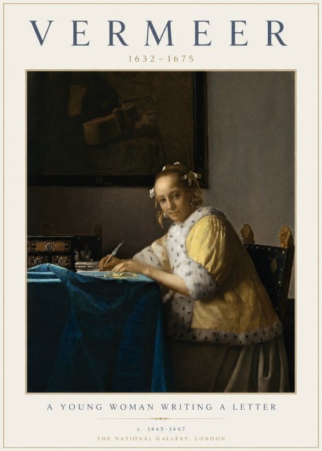 Vermeer A Young Woman Writing a Letter No5 - Affiche