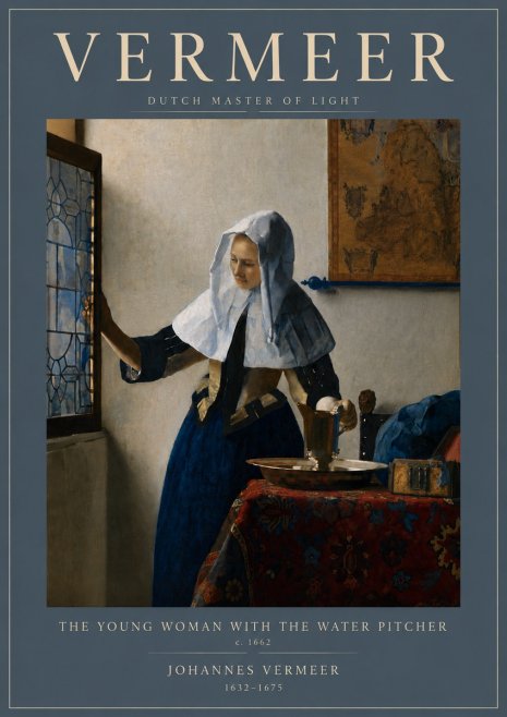 Vermeer The Young Woman with the Water Pitcher No5 - Affiche