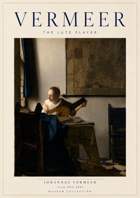 Vermeer The Lute Player No6 - Affiche