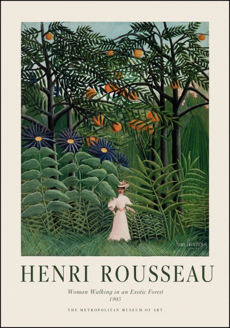 Rousseau Woman Walking in an Exotic Forest No1 - Affiche