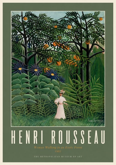 Rousseau Woman Walking in an Exotic Forest No2 - Affiche