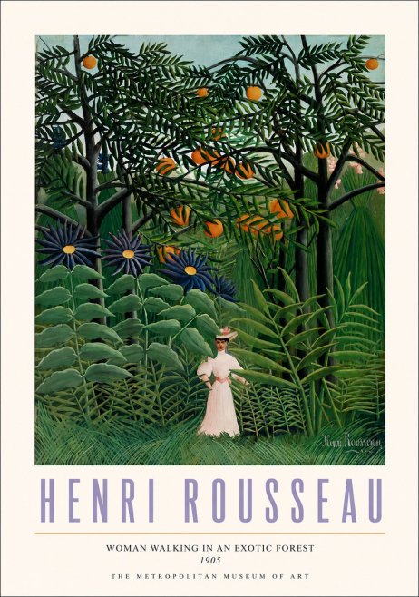 Rousseau Woman Walking in an Exotic Forest No3 - Affiche