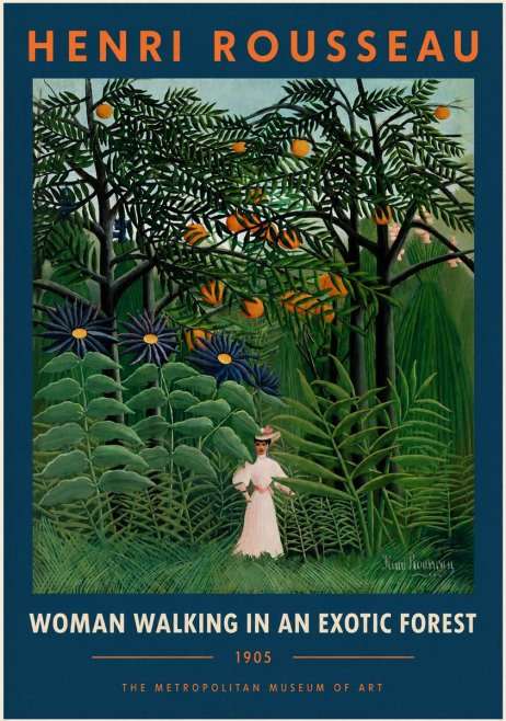 Rousseau Woman Walking in an Exotic Forest No5 - Affiche